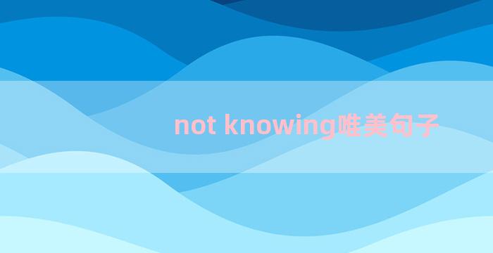 not knowing唯美句子